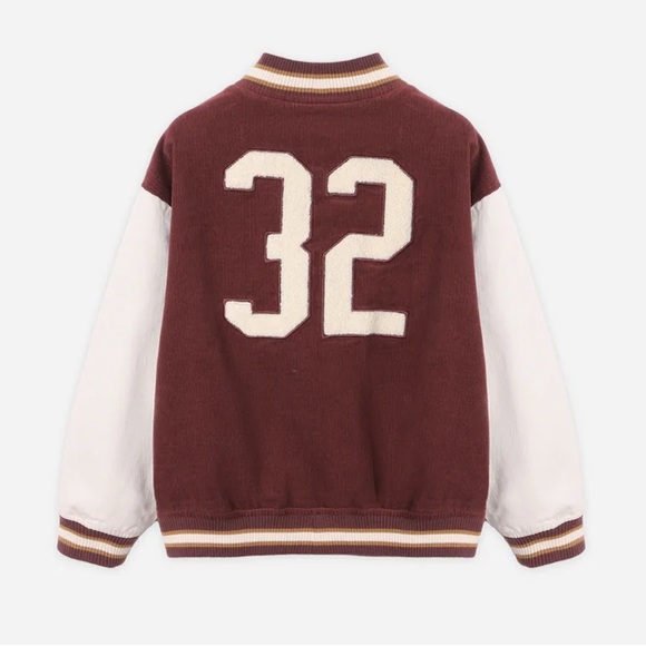 Rylee + Cru Toddler Boys Varsity Football Jacket 12-18 m Burgundy Corduroy NWOT - Picture 6 of 8